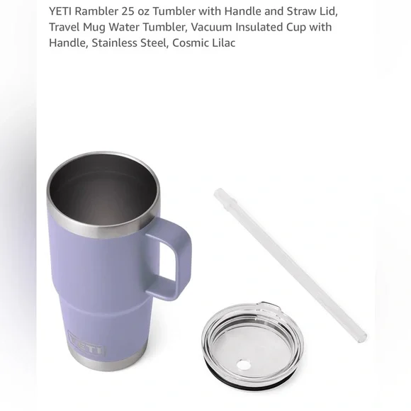 YETI Rambler 25 oz Tumbler with Handle and Straw Lid Cosmic Lilac - Picture 2 of 10